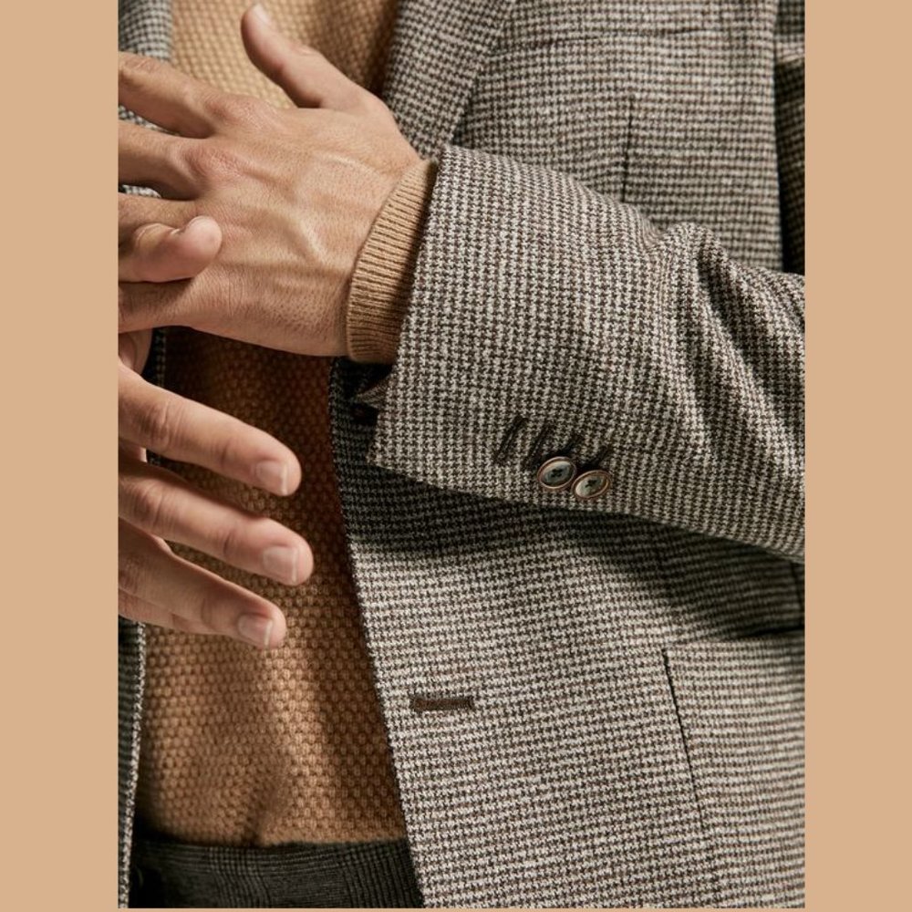 MASSIMO DUTTI Slim Fit Houndstooth Wool Blazer - Picture 3 of 9